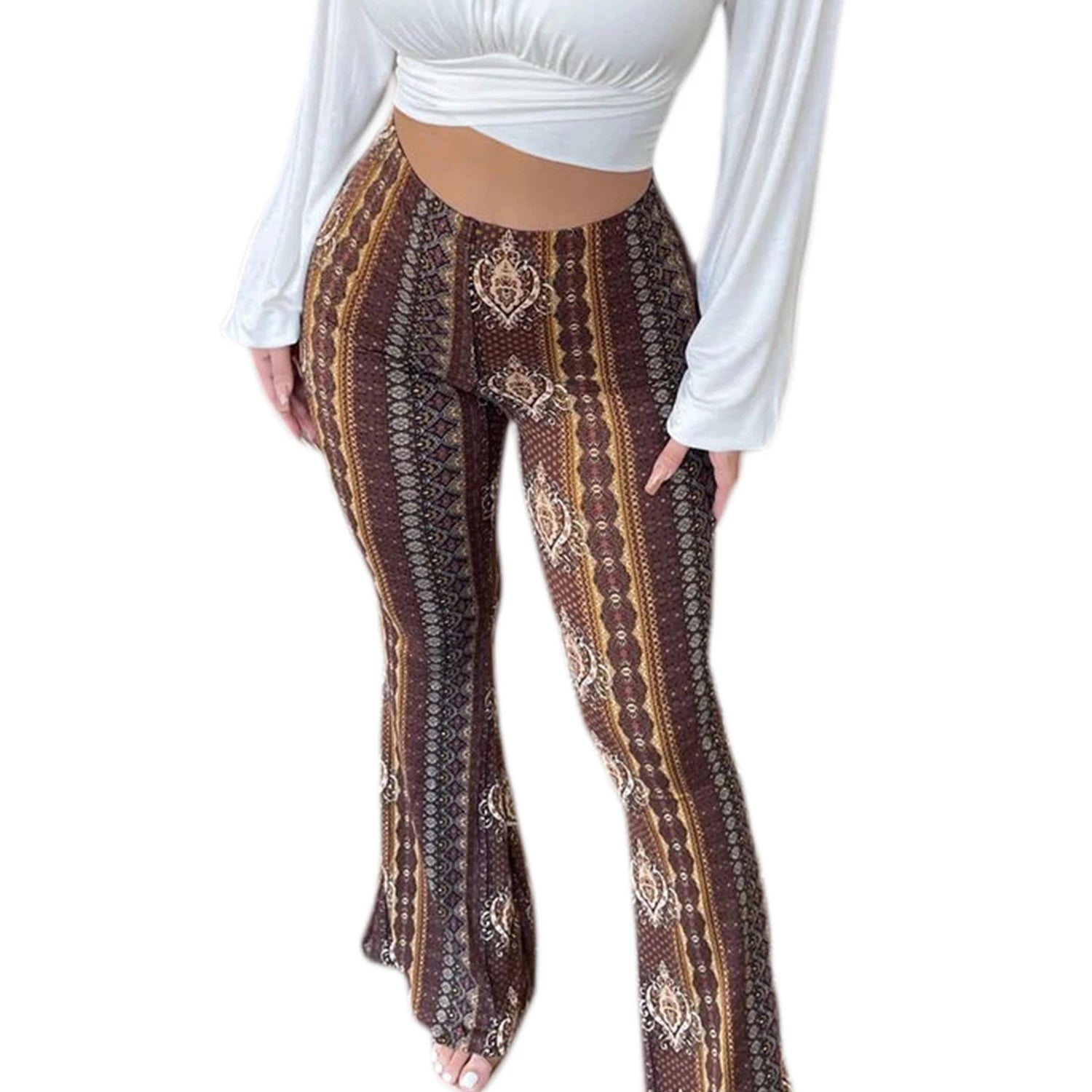 Women's  Flare Ethnic Print Pants
